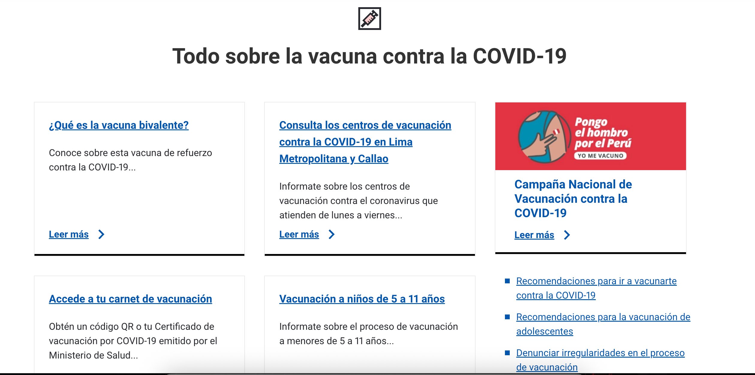 Official health recommendations